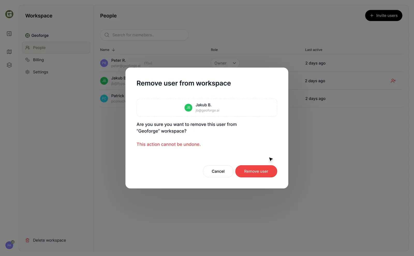 Workspace — people and roles