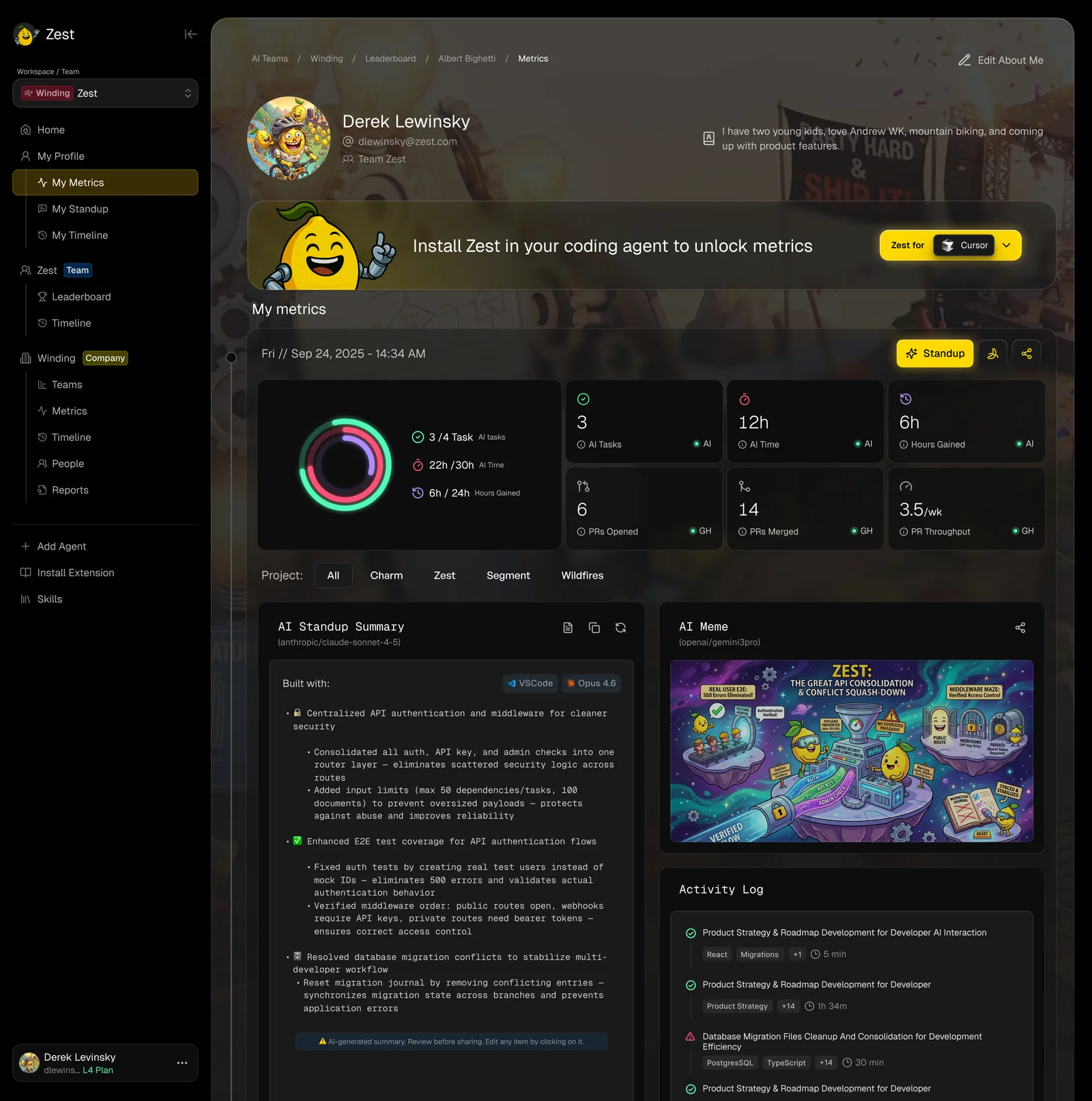 My Metrics — a developer's personal dashboard