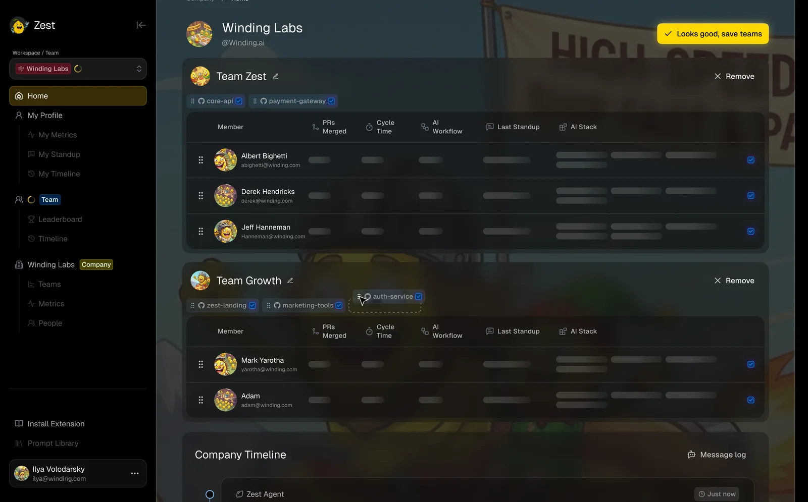Team setup